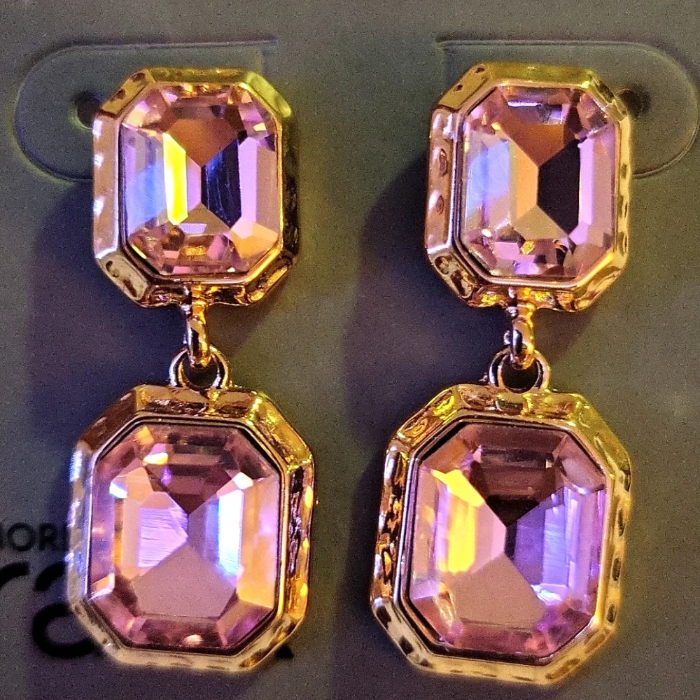 Nordstrom Gold and Pink Gemstone Earrings - Picture 1 of 3